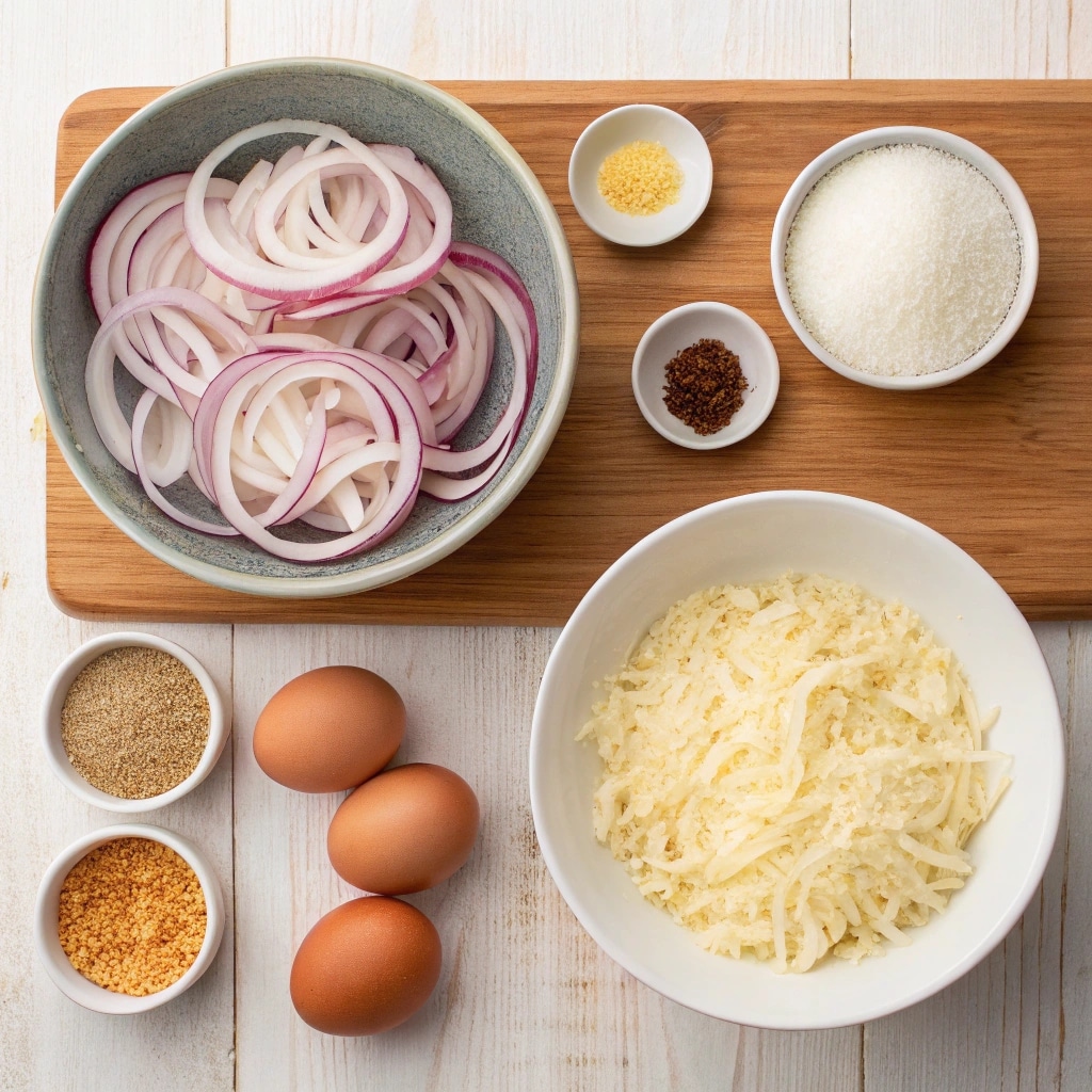 Ingredients for keto parmesan onion rings