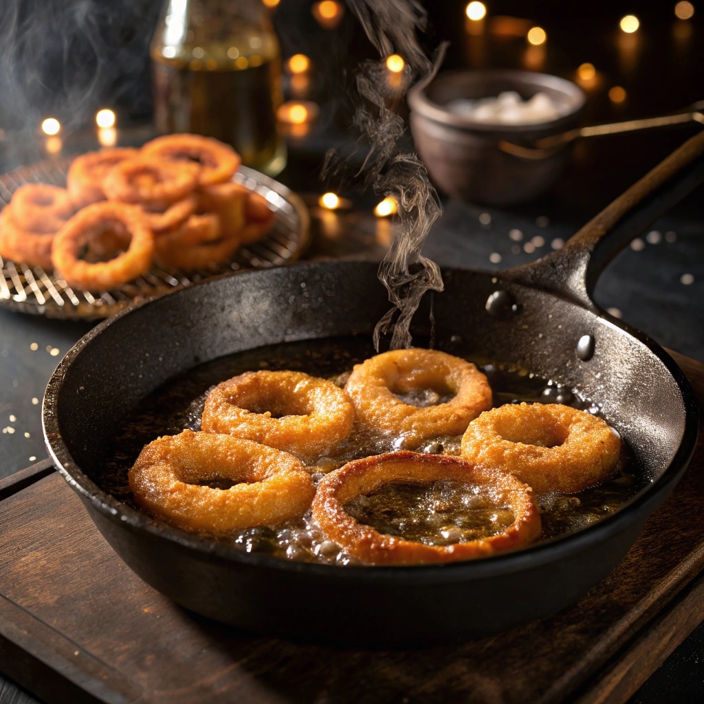 Onion Ring Being Coated in Parmesan Mixture